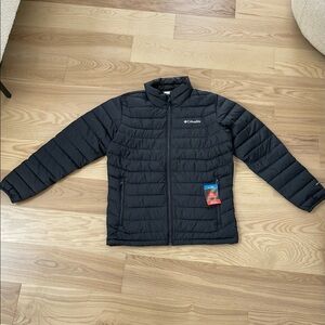 Columbia men’s black puffer jacket with Omni-heat. Size M. New with tags.